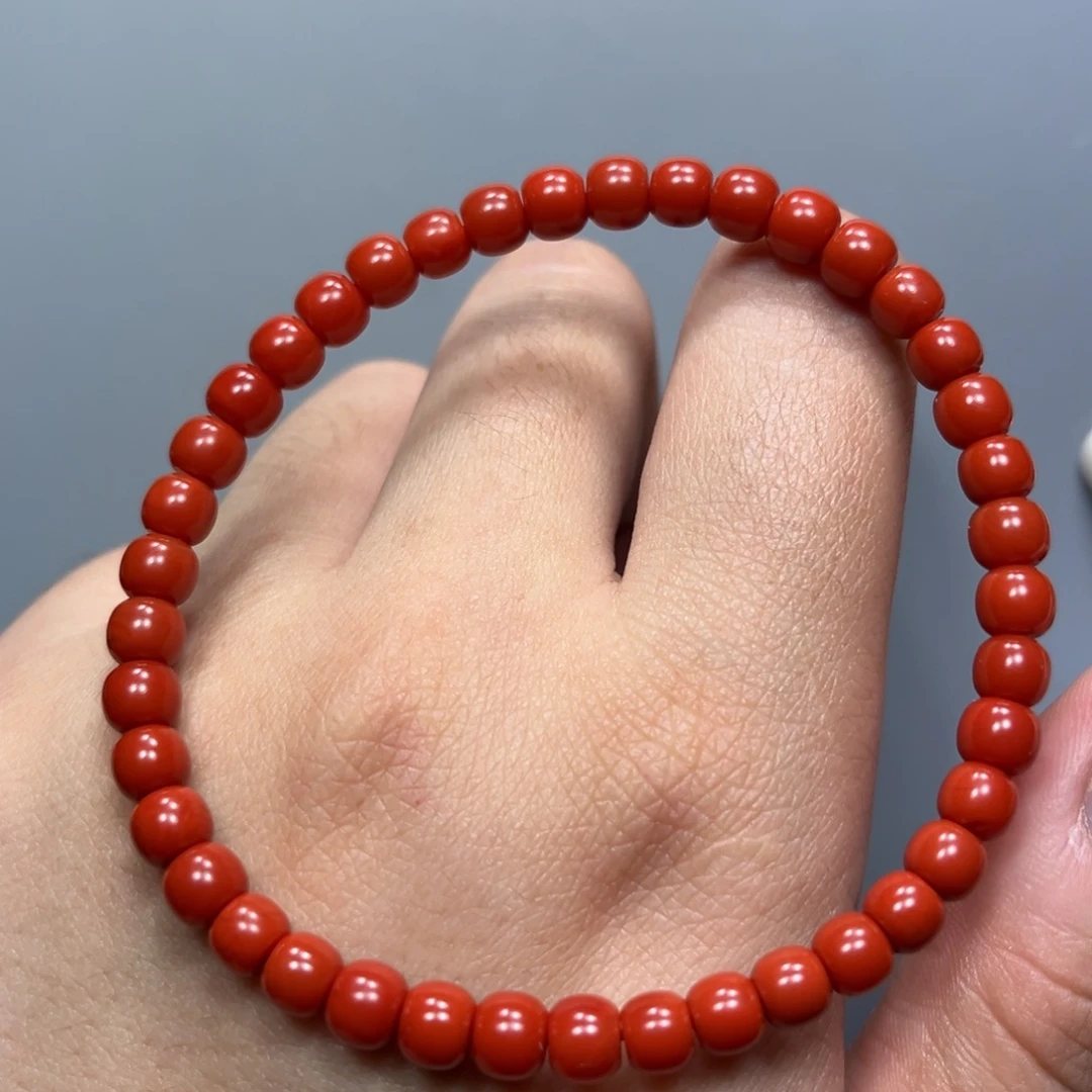 南红玛瑙柿子红老型珠单圈5mm未镶嵌