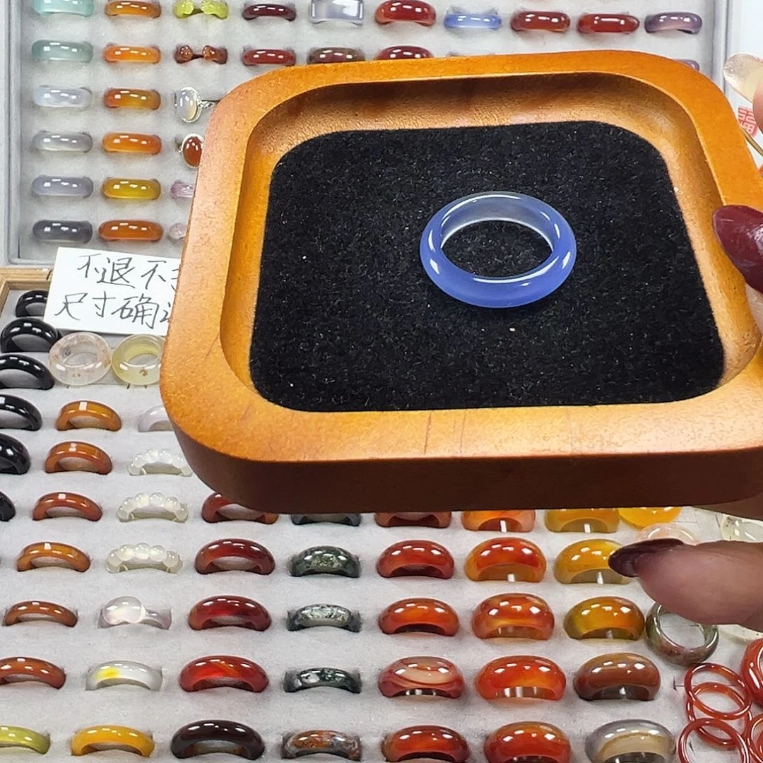 玛瑙/玉髓未镶嵌戒指B7不退换19.3港21