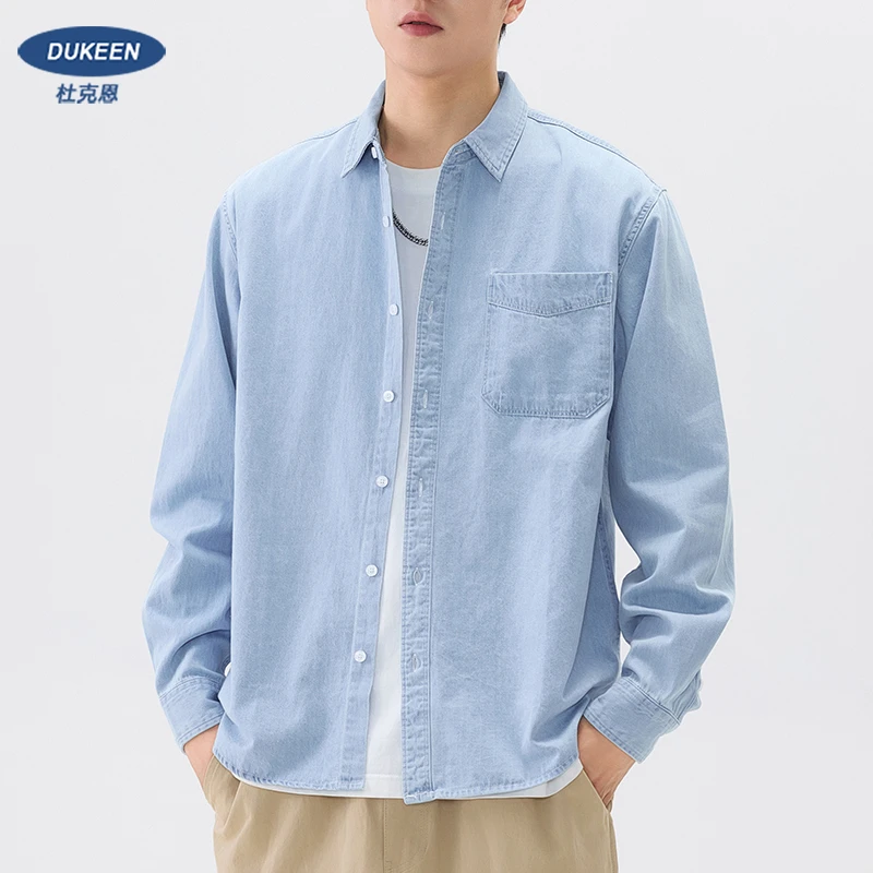 杜克恩重磅纯棉牛仔衬衫男外套秋季2025新款美式复古工装衬衣男
