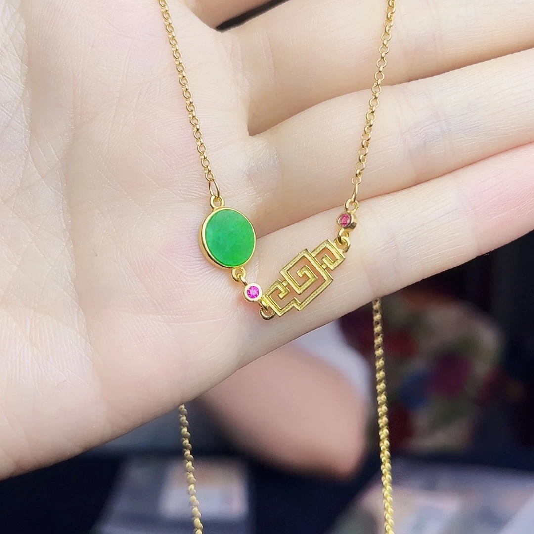 翡翠银S925镶嵌颈饰项链