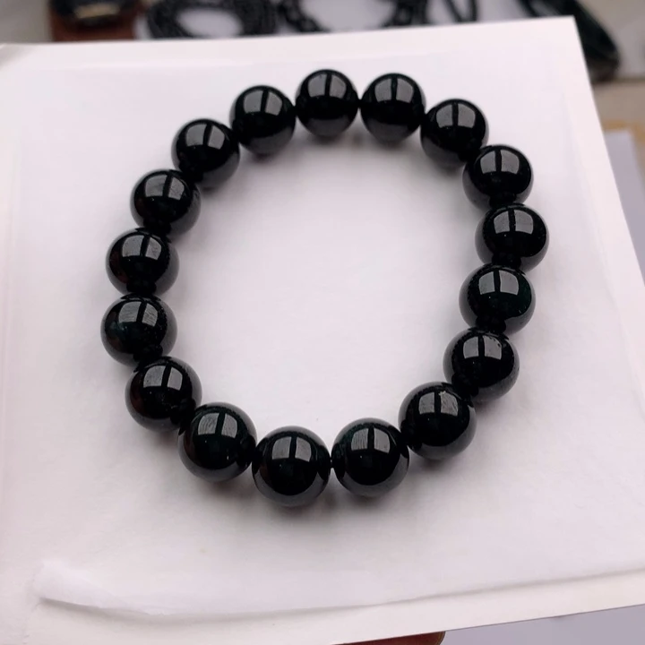 颈饰未镶嵌翡翠天然缅甸墨翠手串