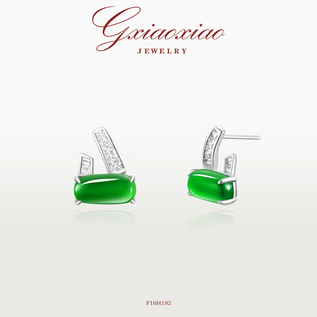 G XIAOXIAO 合成锆石耳饰 中式气质复古高级感方形耳环 F16H192