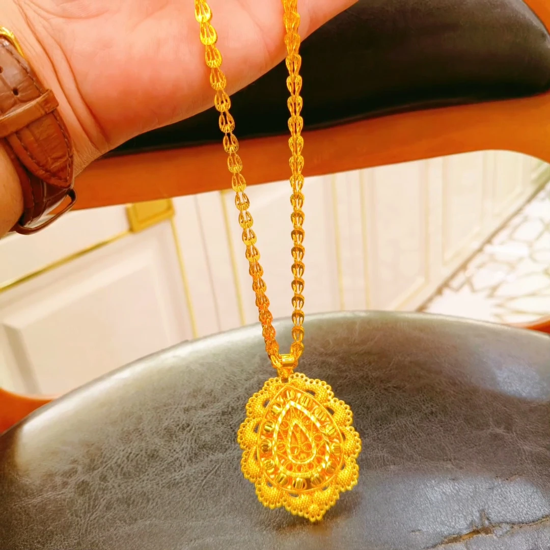 铜合金项链 ئالتۇننۇسقابولاپكا饰品链子气质珠宝金色首饰