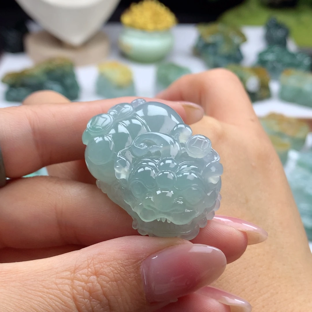 翡翠未镶嵌颈饰A8 高冰大肚金钱貔貅