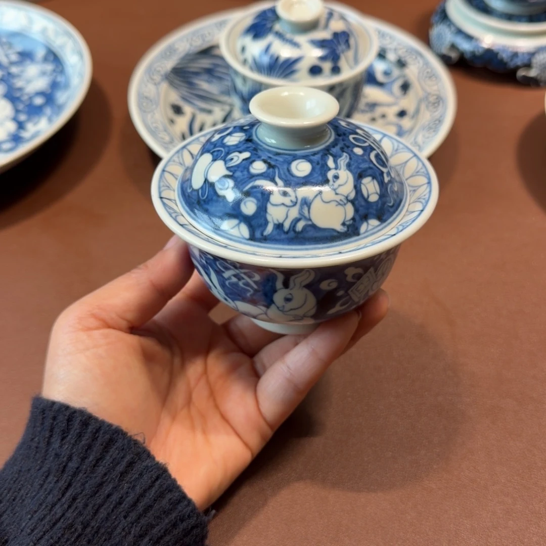 手工手绘茶具盖碗