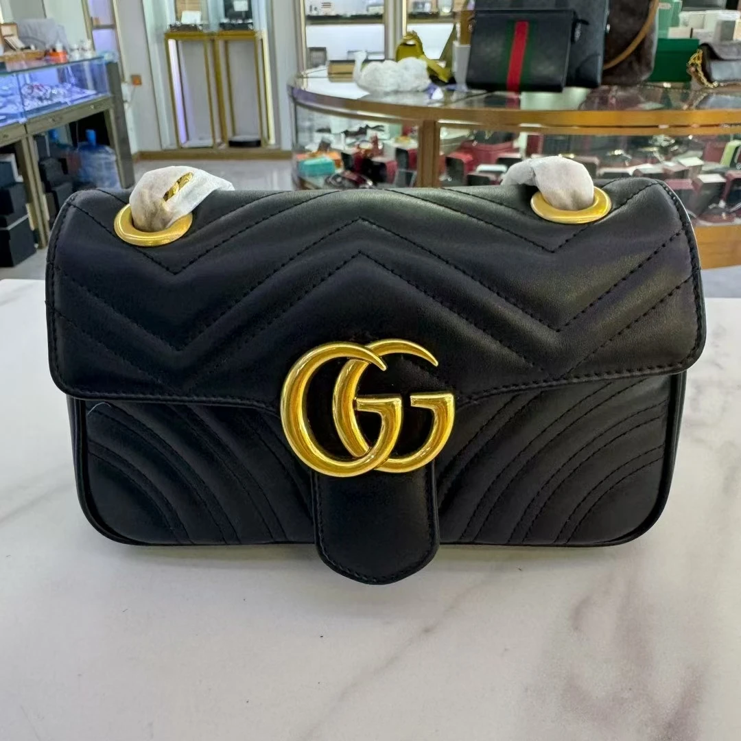 95新 GUCCI/古驰 :金色复古双G马蒙22/446744-DTDIT-1000/牛皮