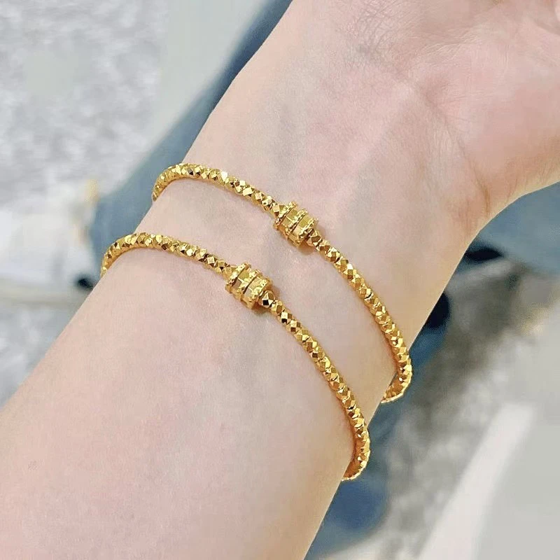 铜合金手链 新中式碎金子小蛮腰叠戴手链手镯女款轻奢高级感手串