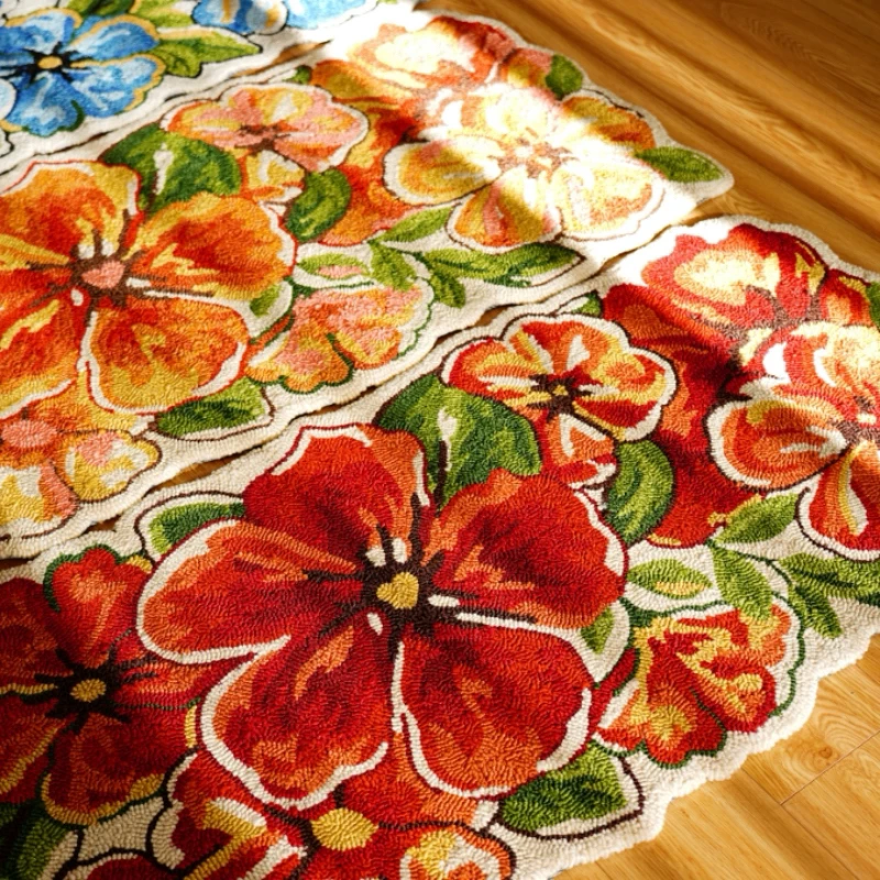 出口品质60*160cm乐漾美式花卉地毯地垫宠物垫客厅卧室地毯入户
