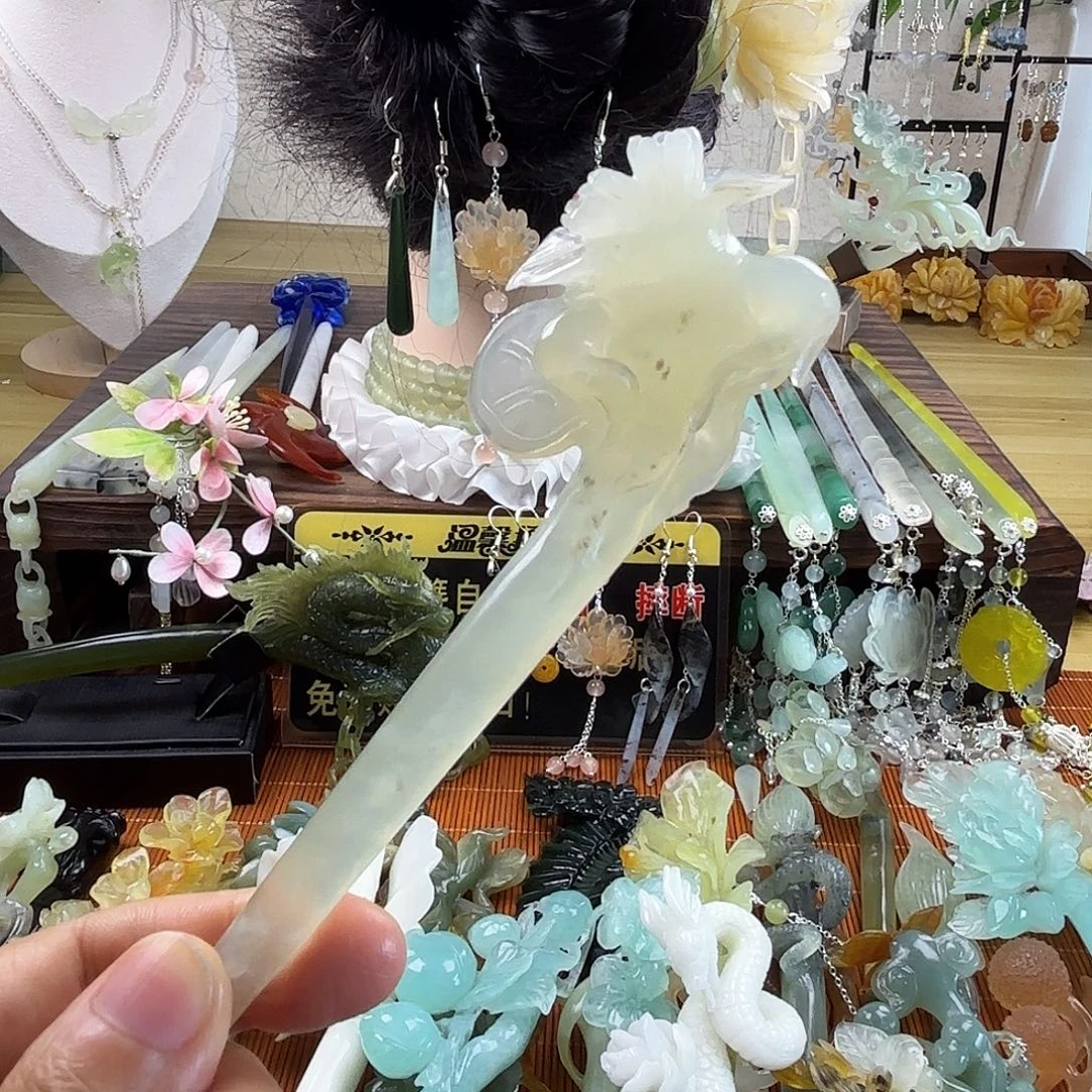 蛇纹石玉合金发饰