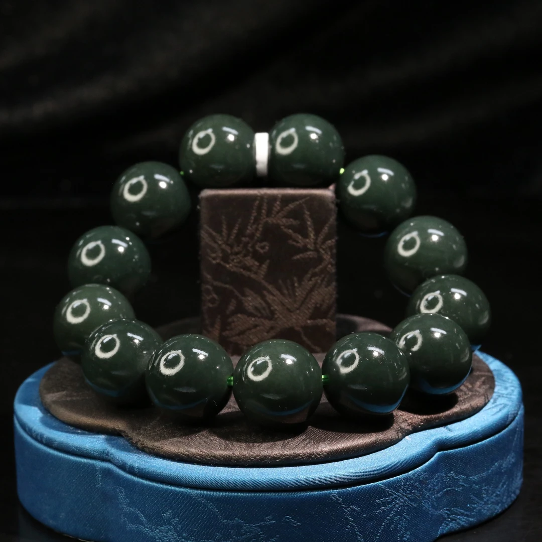 9和田玉青玉手串/700384上海嘉禾拍卖