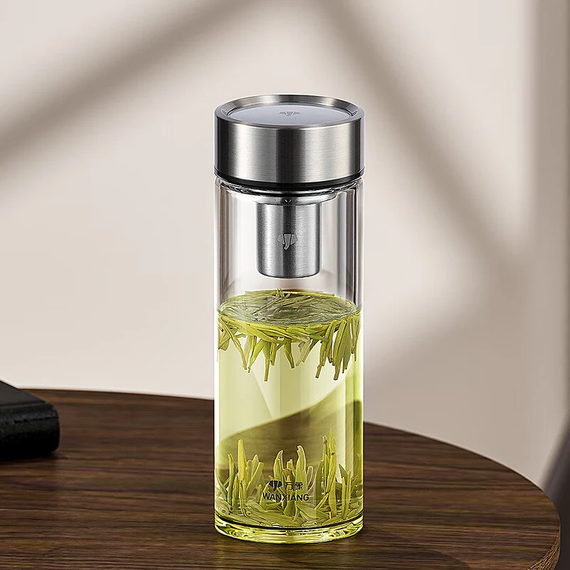 万象单层玻璃茶杯泡茶带过滤大容量加厚玻璃杯高档时尚简约商务