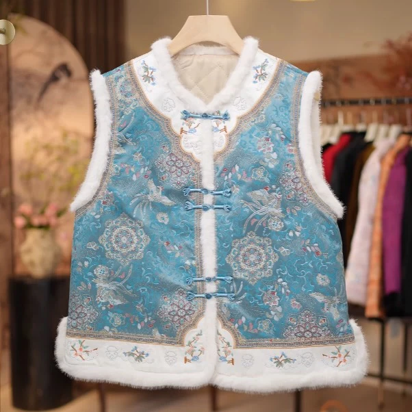 V-3395 凤凰于飞【马甲】织锦绣花 冬款夹绵加厚新中式国风改良马甲