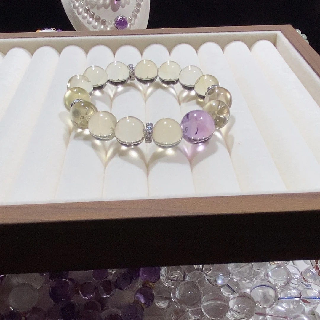 手链水晶未镶嵌定制黄水晶全净体