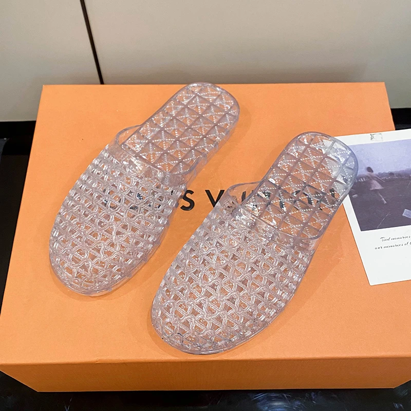 爆款轻奢女透明鞋水晶果冻拖鞋女夏居家外穿小香风ins不臭脚凉拖