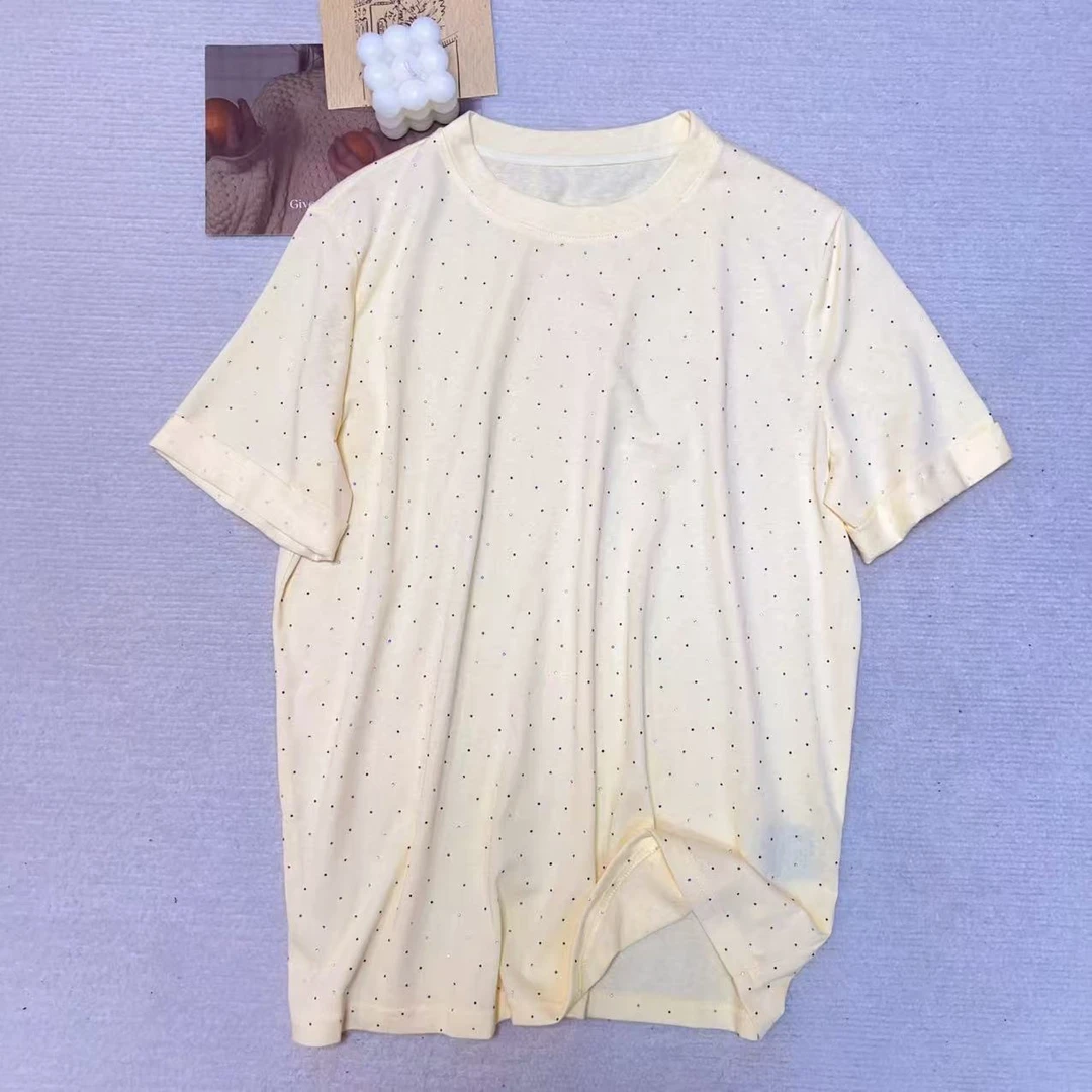 【小黑家】  烫钻满天星透气亲肤简单但减龄百搭高级T恤62257