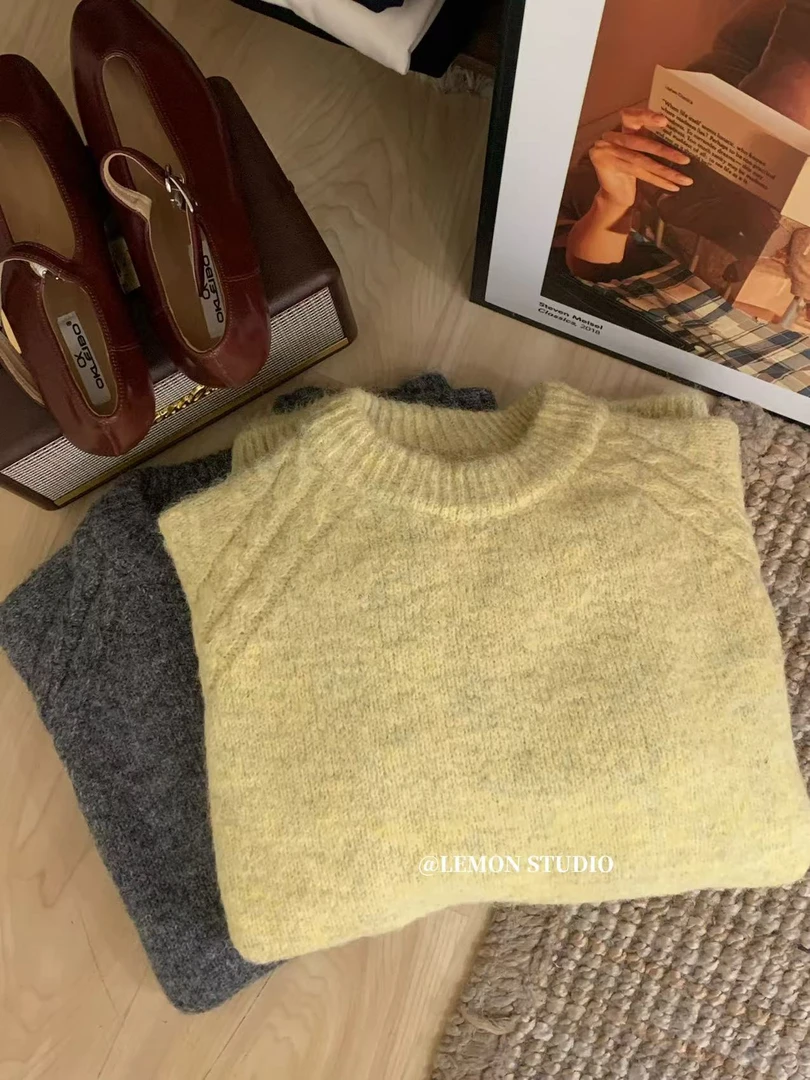 LEMON （4087#）百搭纯色圆领秋冬上衣