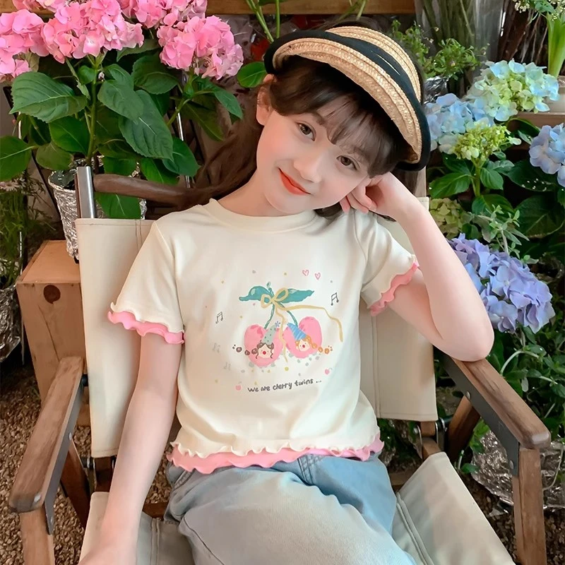 女童t恤夏装2025新款超萌洋气儿童短袖夏季小女孩半袖体恤上衣潮