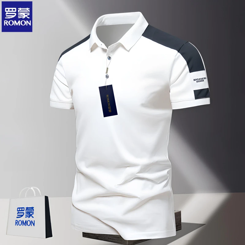 罗蒙/Romon夏季翻领短袖t恤男装男款男士高档上衣半袖polo衫