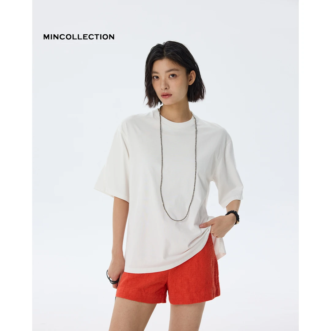 凉感开叉T/索罗娜row风简约纯色中袖T恤55073