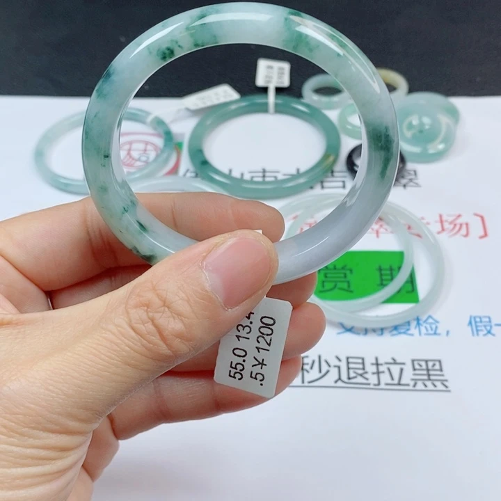 翡翠未镶嵌手镯贵妃手镯54-55圈口