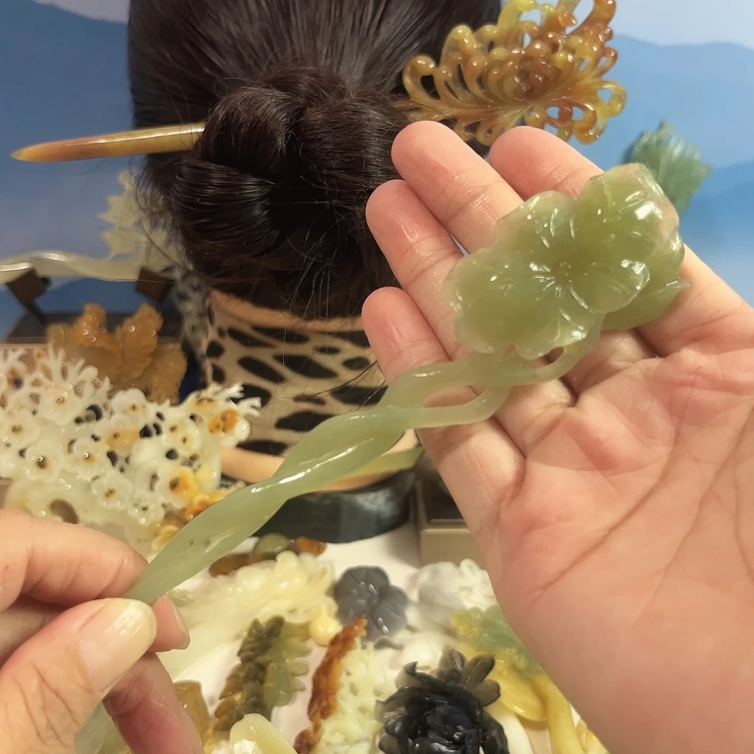 蛇纹石玉合金发饰