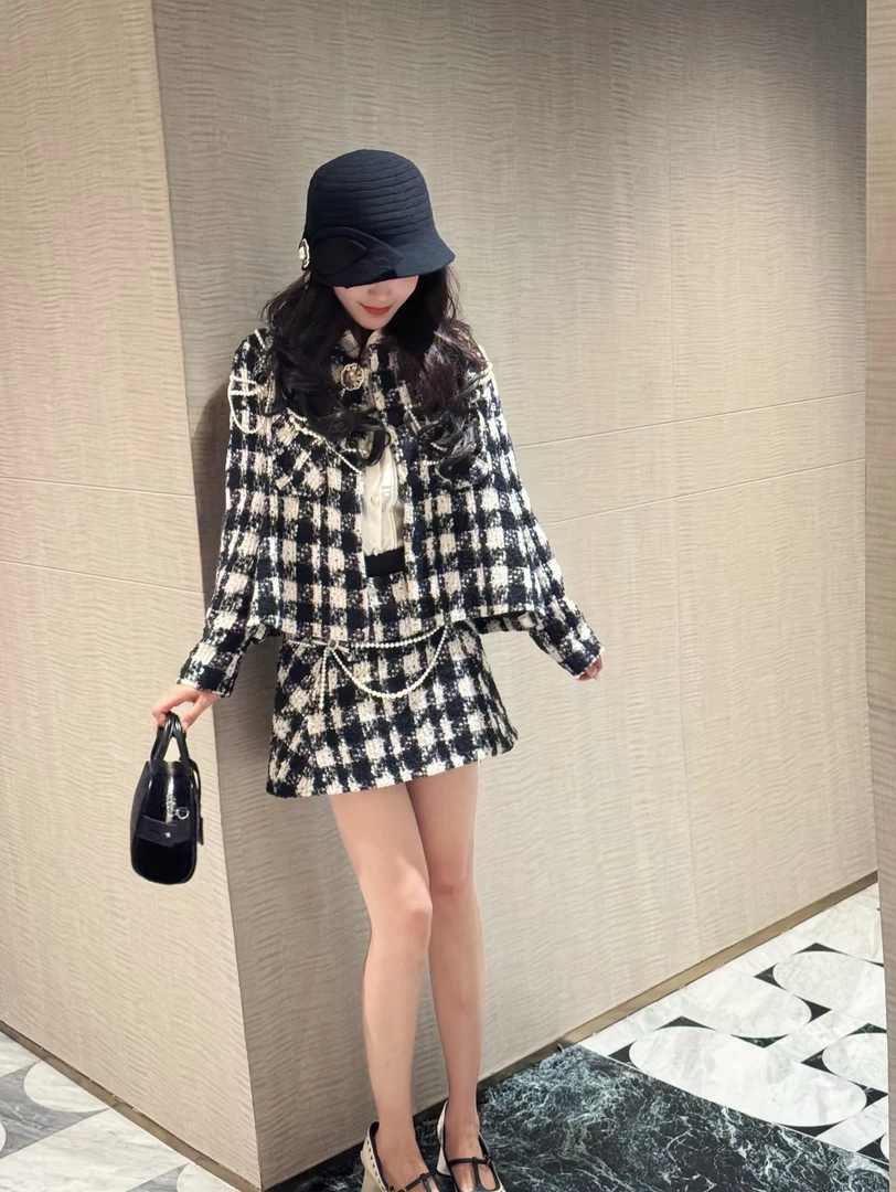 【今安】巨好看小香风外套洋气减龄珍珠链条羊毛呢套装2025秋冬女