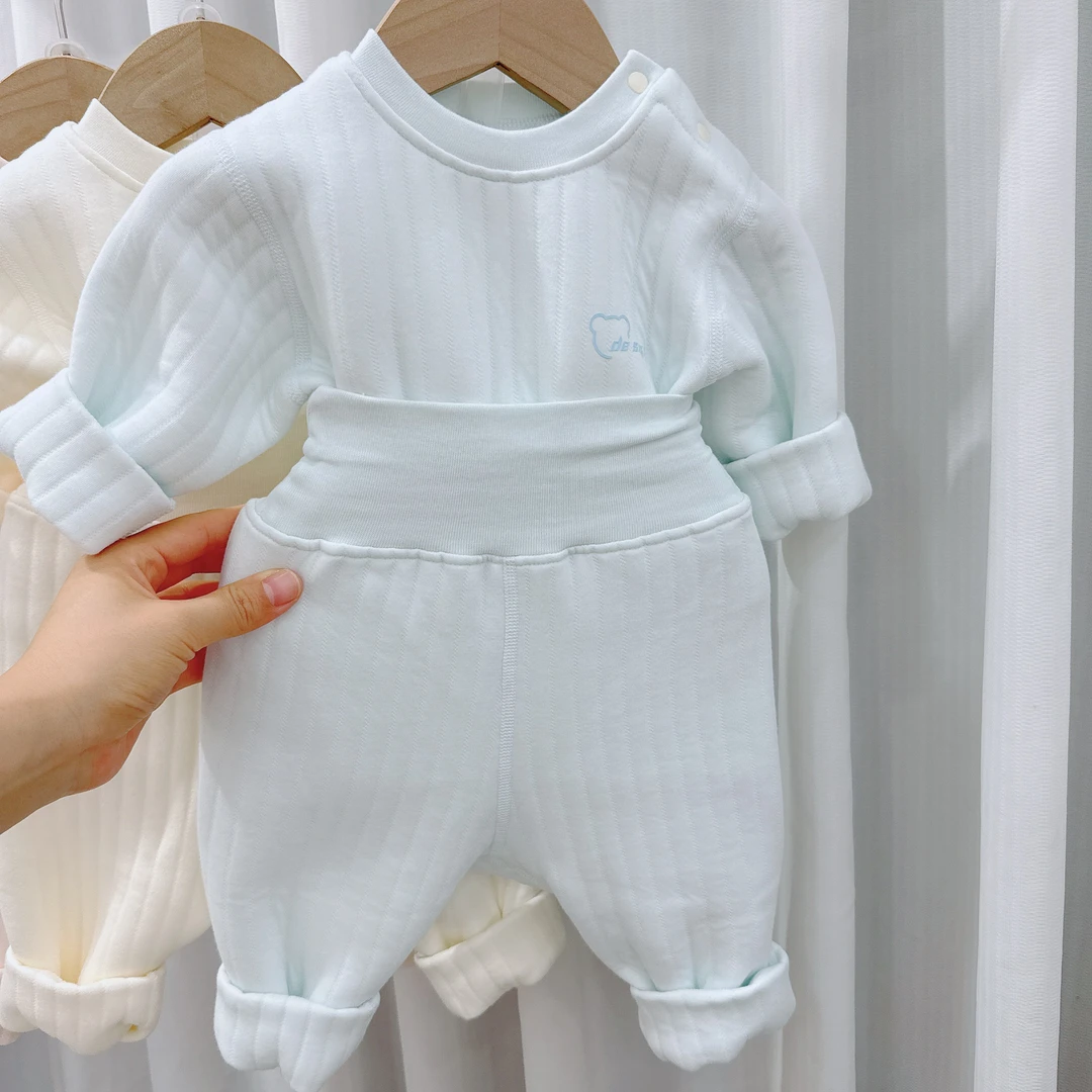 宝宝保暖分体套装秋冬季长袖高腰婴幼儿秋衣裤男女儿童夹棉服装