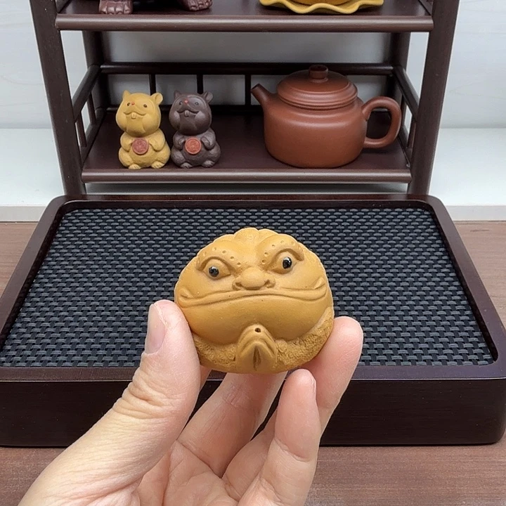 茶案段泥可以插香的金蟾茶宠