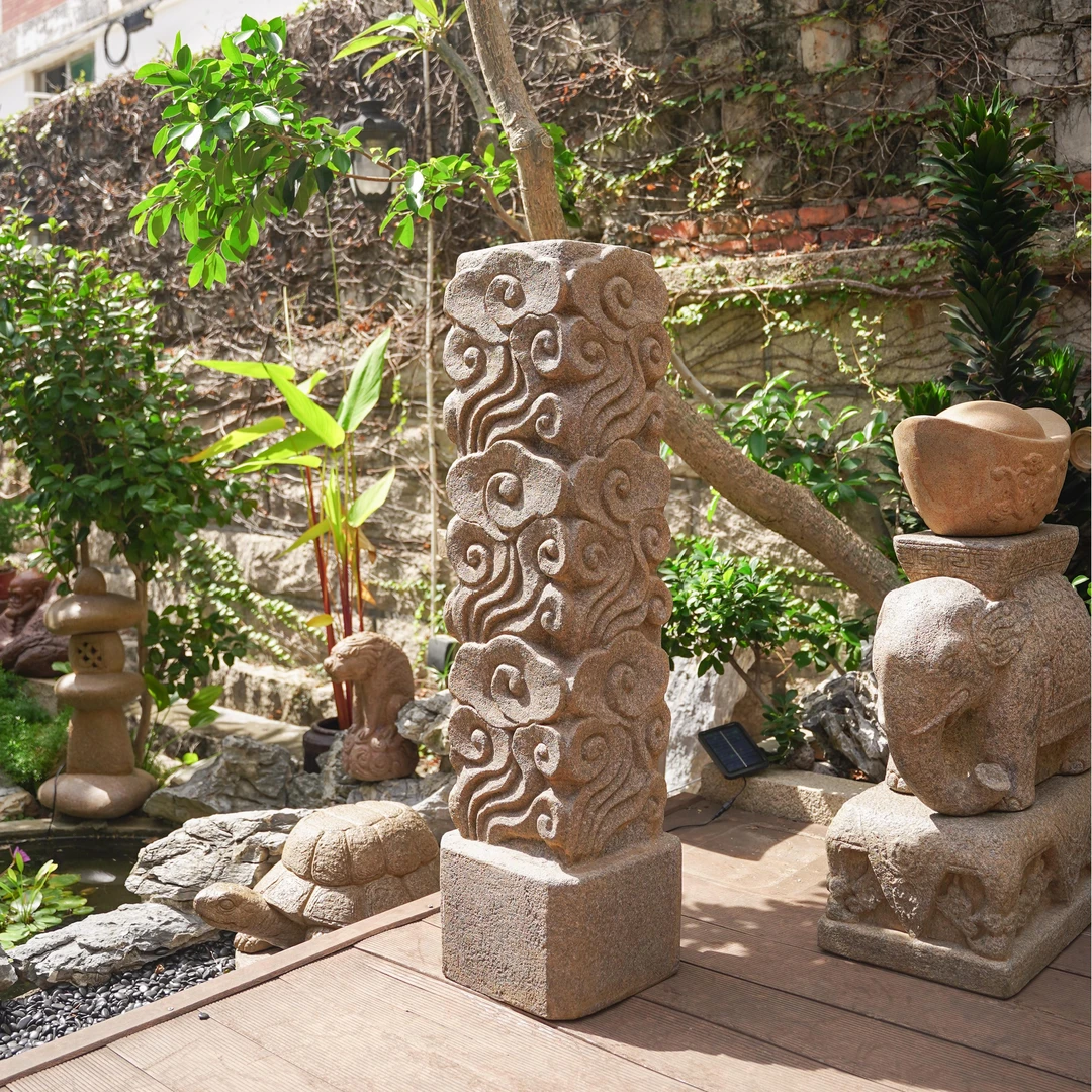 浮雕祥云柱80茶室庭院摆件