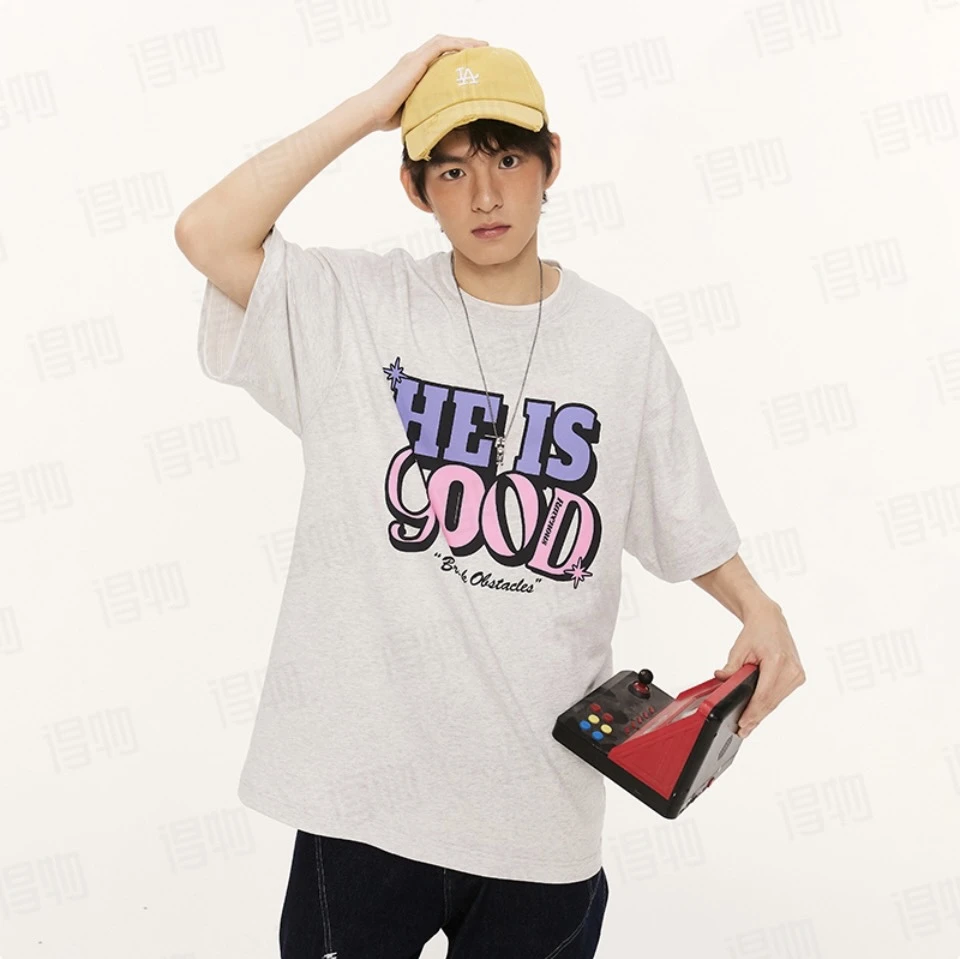 GUOS潮牌服饰百搭时尚潮牌字母印花短袖T休闲宽松