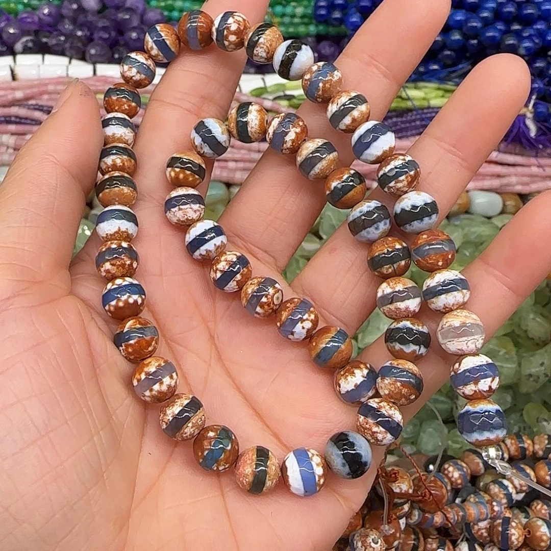 玛瑙/玉髓合金珠宝半成品一线蓝玛瑙8mm一条