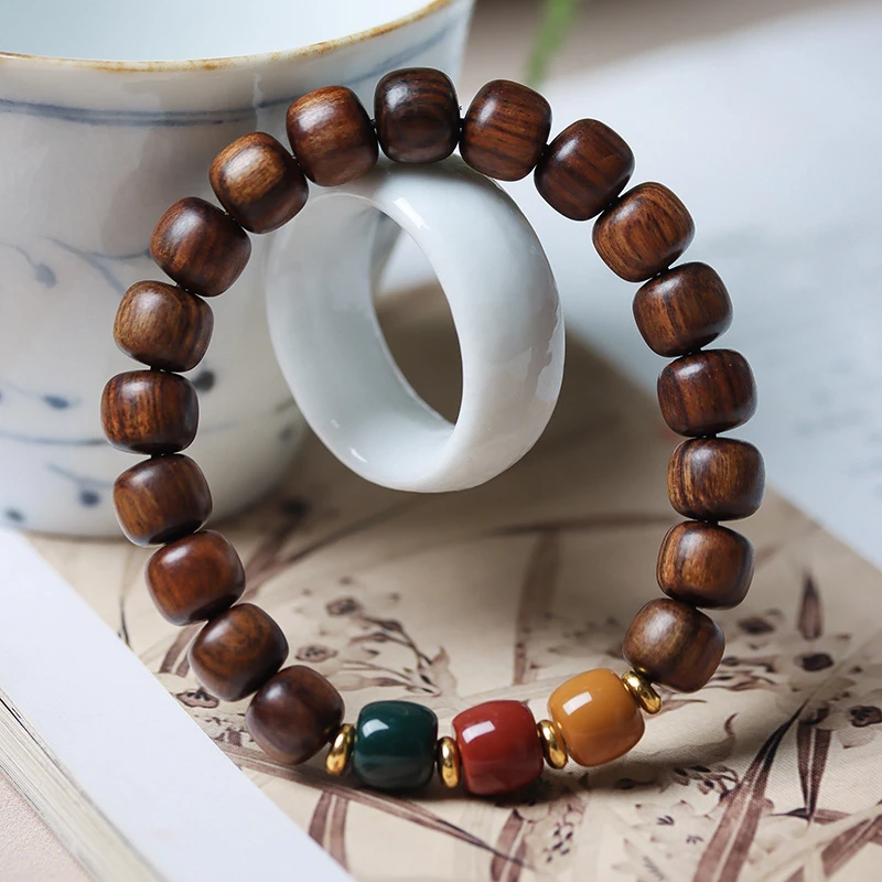 [直播专属]B114式黑花梨木木质手串三色老型珠文玩佛念盘珠手链情