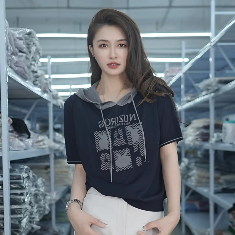 【例畔精选】新款欧货时尚气质洋气高级百搭连帽显瘦针织衫A114#