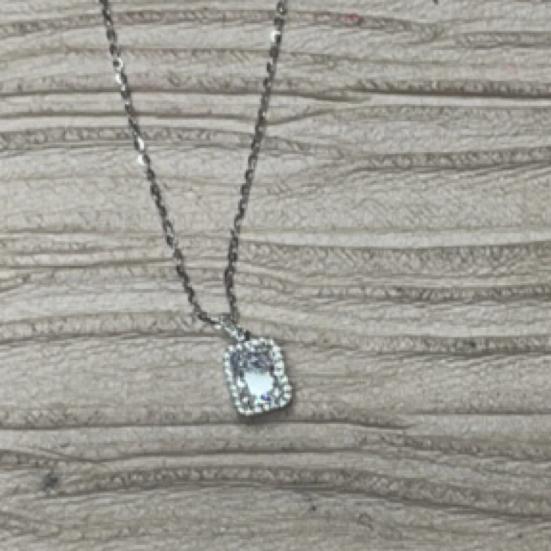 铜合金项链 22404 镶嵌小长方糖通体项链 银色底