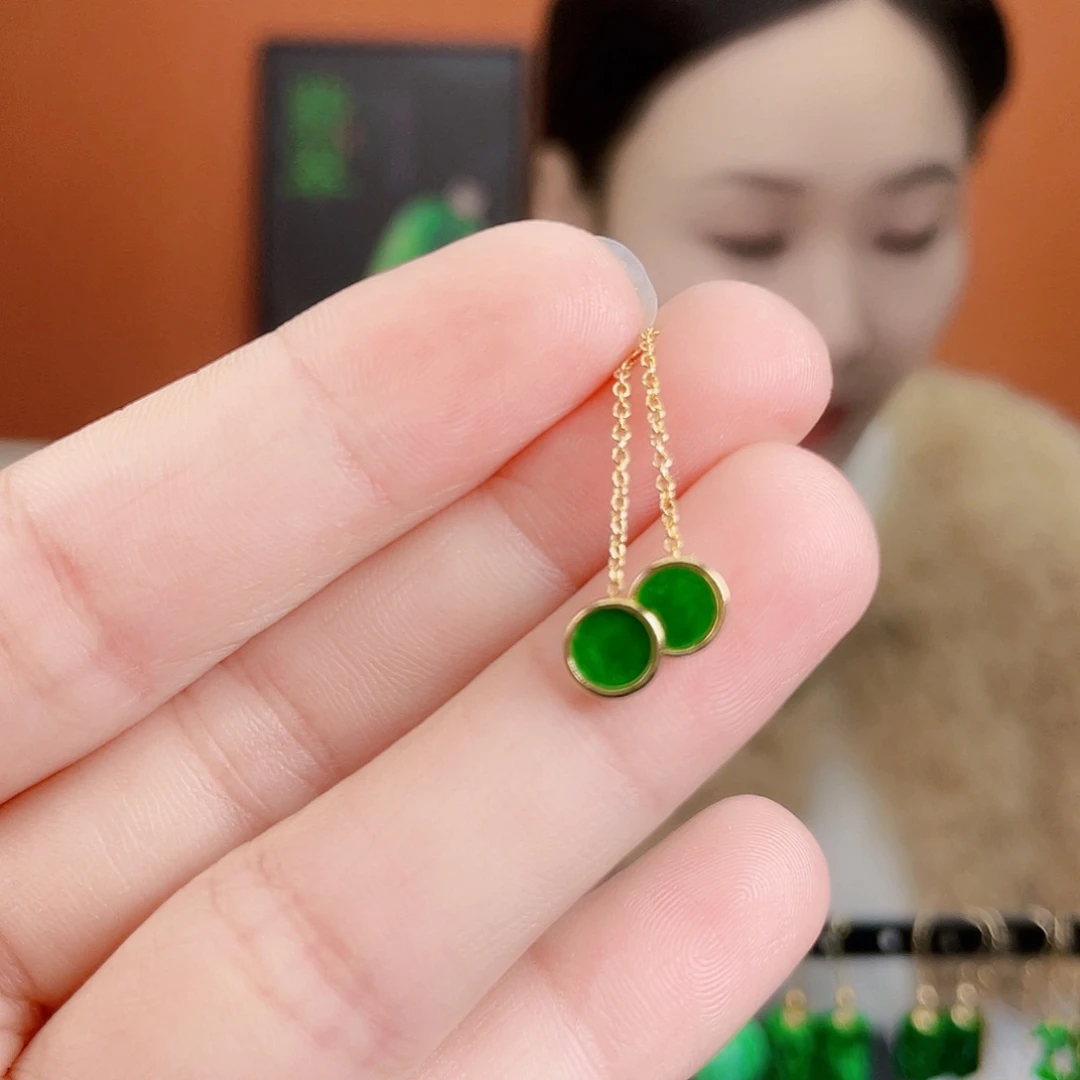 翡翠银S925镶嵌耳饰