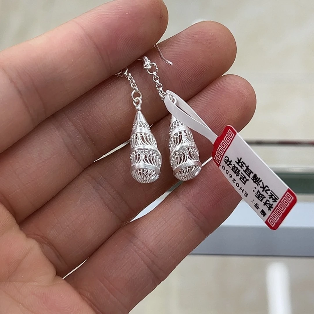 无足银足银花丝耳环06