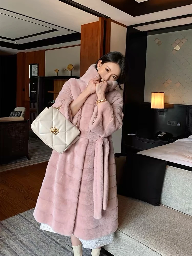 【星星】香奈粉进口紫标天鹅绒整貂皮大衣年轻水貂毛皮草外套女