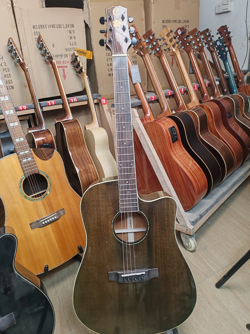 高档单板吉他木吉他41寸宝墨色瑕疵