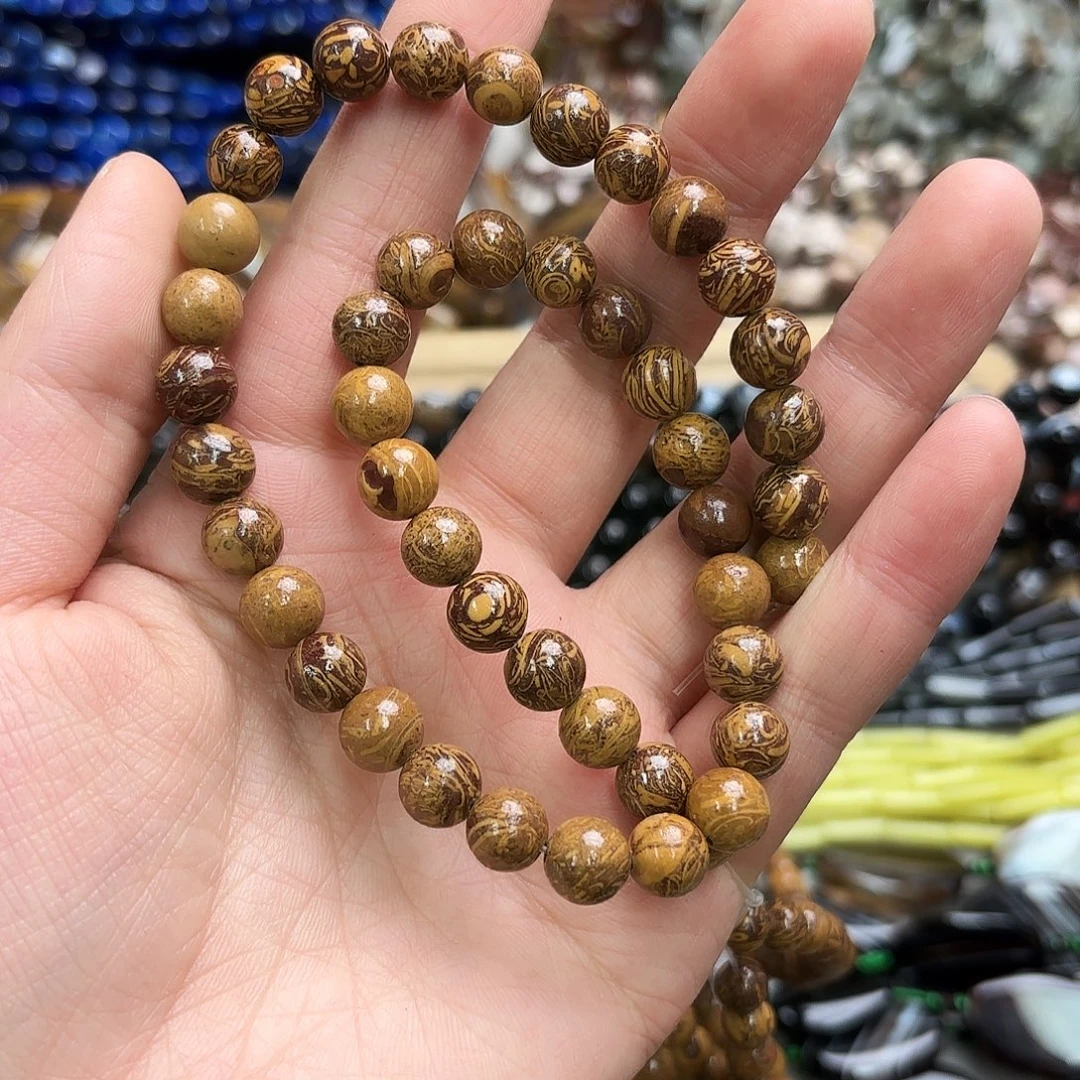 玛瑙/玉髓未镶嵌珠宝半成品卡8橡皮石圆珠一条