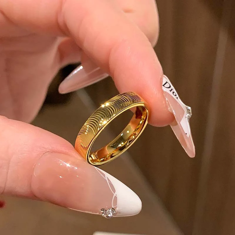 钛钢戒指 （永不掉色）闪猫眼波纹泥鳅背戒指百搭轻奢小众情侣指环