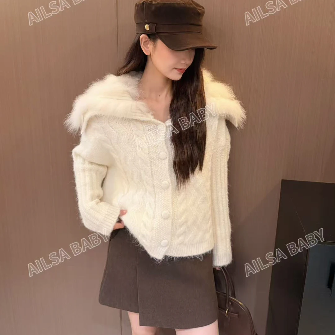 【AILSA BABY】欧货慵懒感海军领真狐狸毛毛衣/101407A