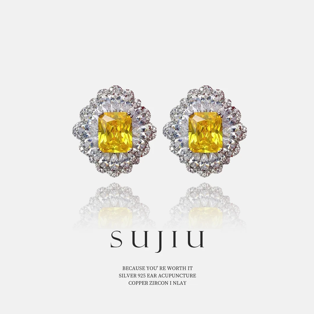 铜合金耳饰 SUJIU 925银针【爱莎】气质时尚设计师耳钉耳环耳坠7353