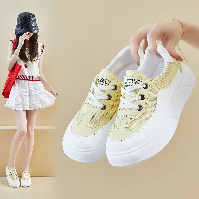 2025夏季小白鞋新款韩版ins女学生网面透气增高休闲鞋板鞋XQ-W26