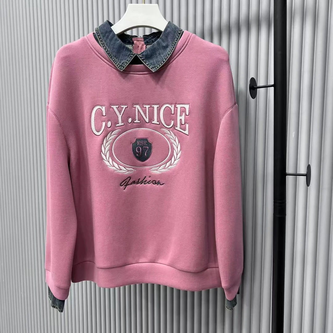 【A768】2025女士印花新款减龄时尚休闲圆领百搭宽松套头长袖卫衣