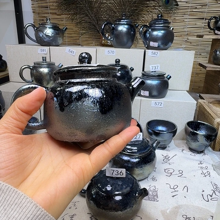 随***d杯建水紫陶紫泥柴烧壶