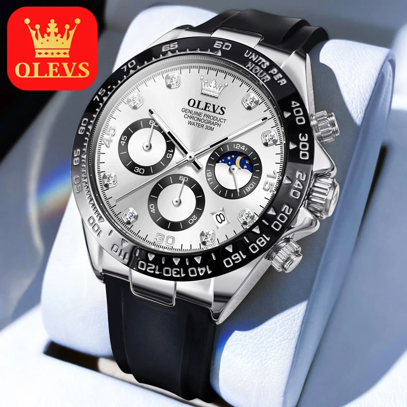 新款黑熊猫男士手表机械表男款正品品牌运动多功能大表盘男表防水