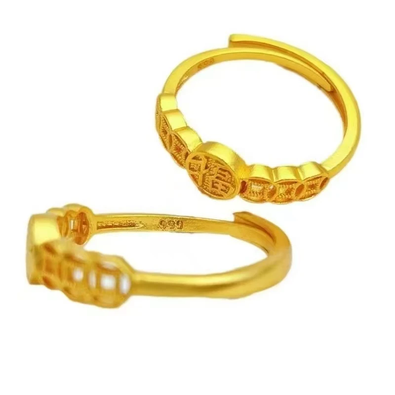 合金戒指 金店同款钱多多戒指女新款小众简约戒子时尚活口