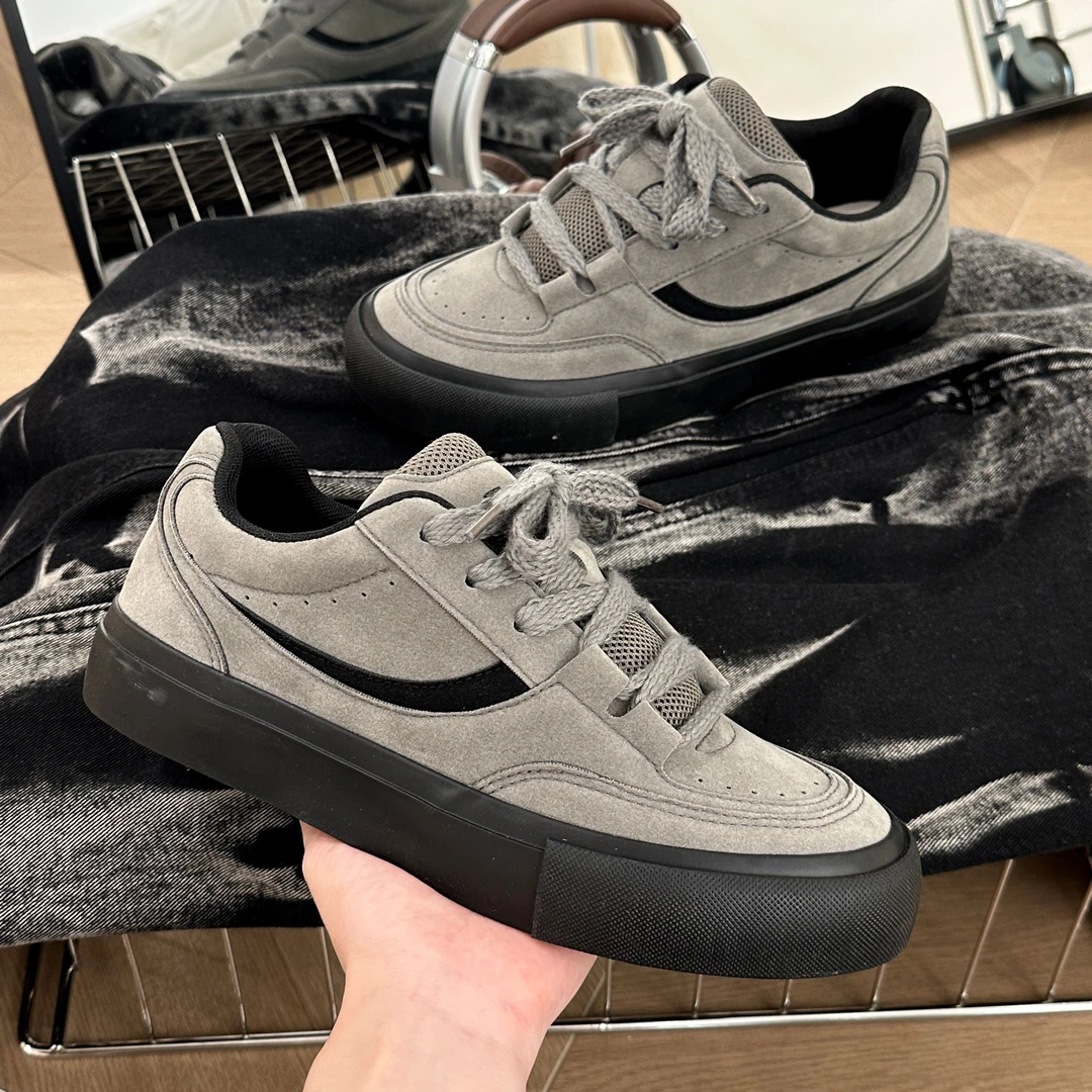 2025新款爆款百搭男鞋小众设计美式板鞋百搭男士厚底运动休闲鞋子