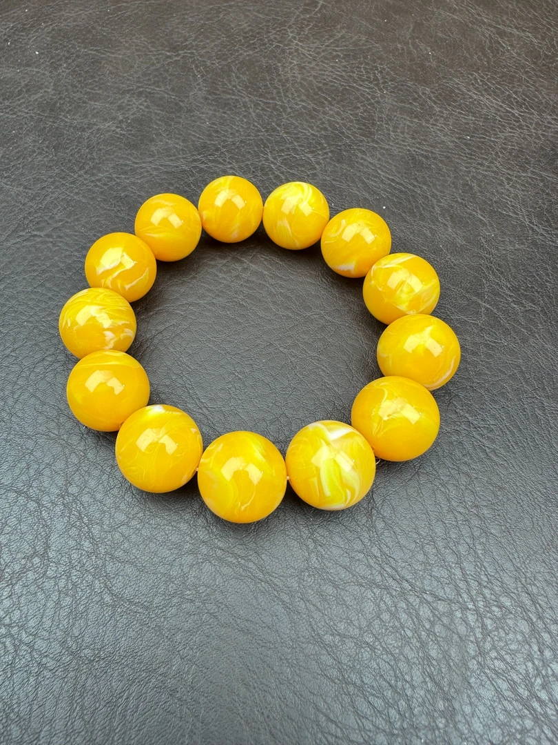 0100鸡油黄 蜜蜡 20mm精品单圈手串xk0100（无礼盒）