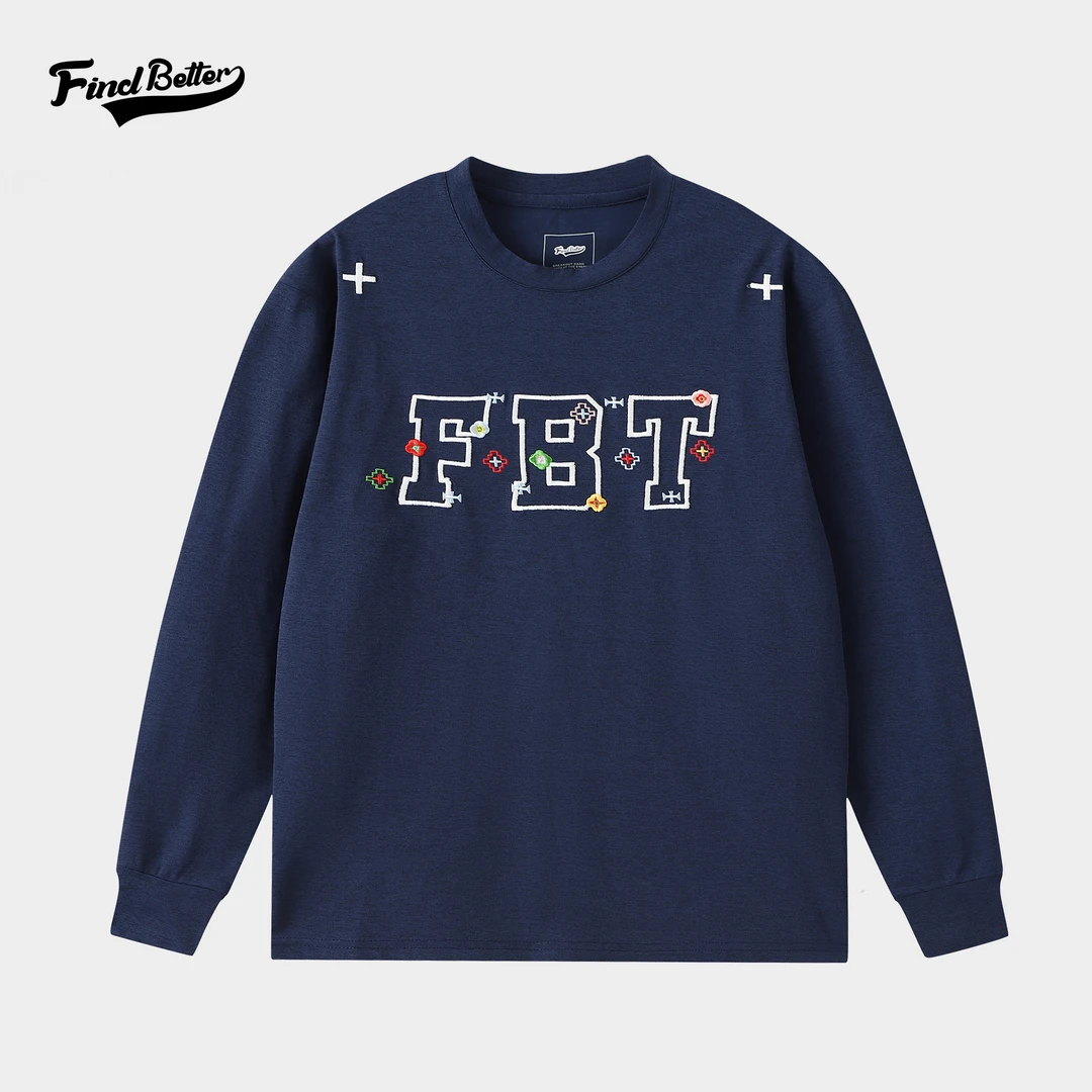 新款秋冬经典绣花刺绣运动户外健身跑步训练运动速干长袖上衣-332